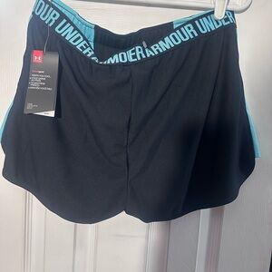 Under Armour Women's Black Shorts with Blue Trim